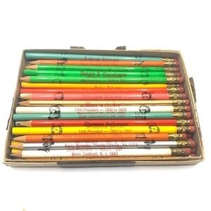 Vintage Lot Of 27 Presidents Pencils 1960s United States Pencils With Box